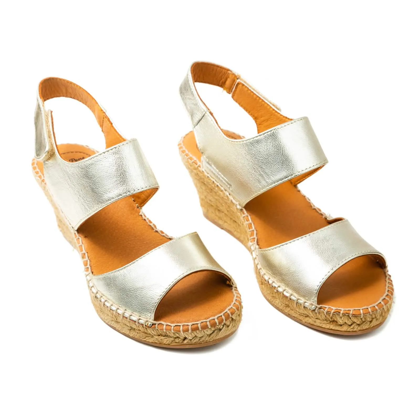 Plain Open Toe Leather Wedge Espadrille for Women - Sara-P