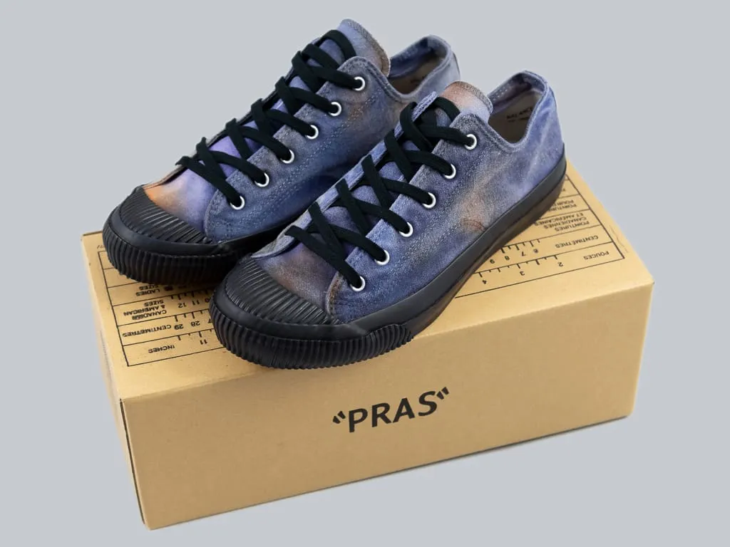 Pras Shellcap Low "Mura" Uneven Hand Dyed Sneakers Navy/Black