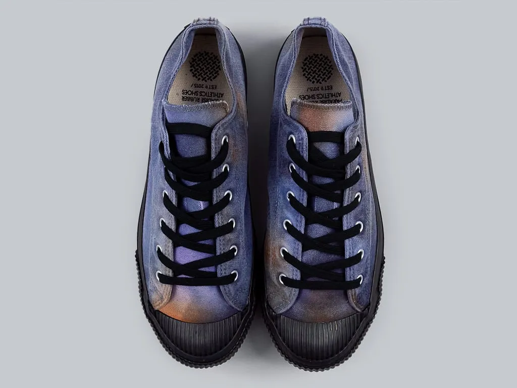 Pras Shellcap Low "Mura" Uneven Hand Dyed Sneakers Navy/Black