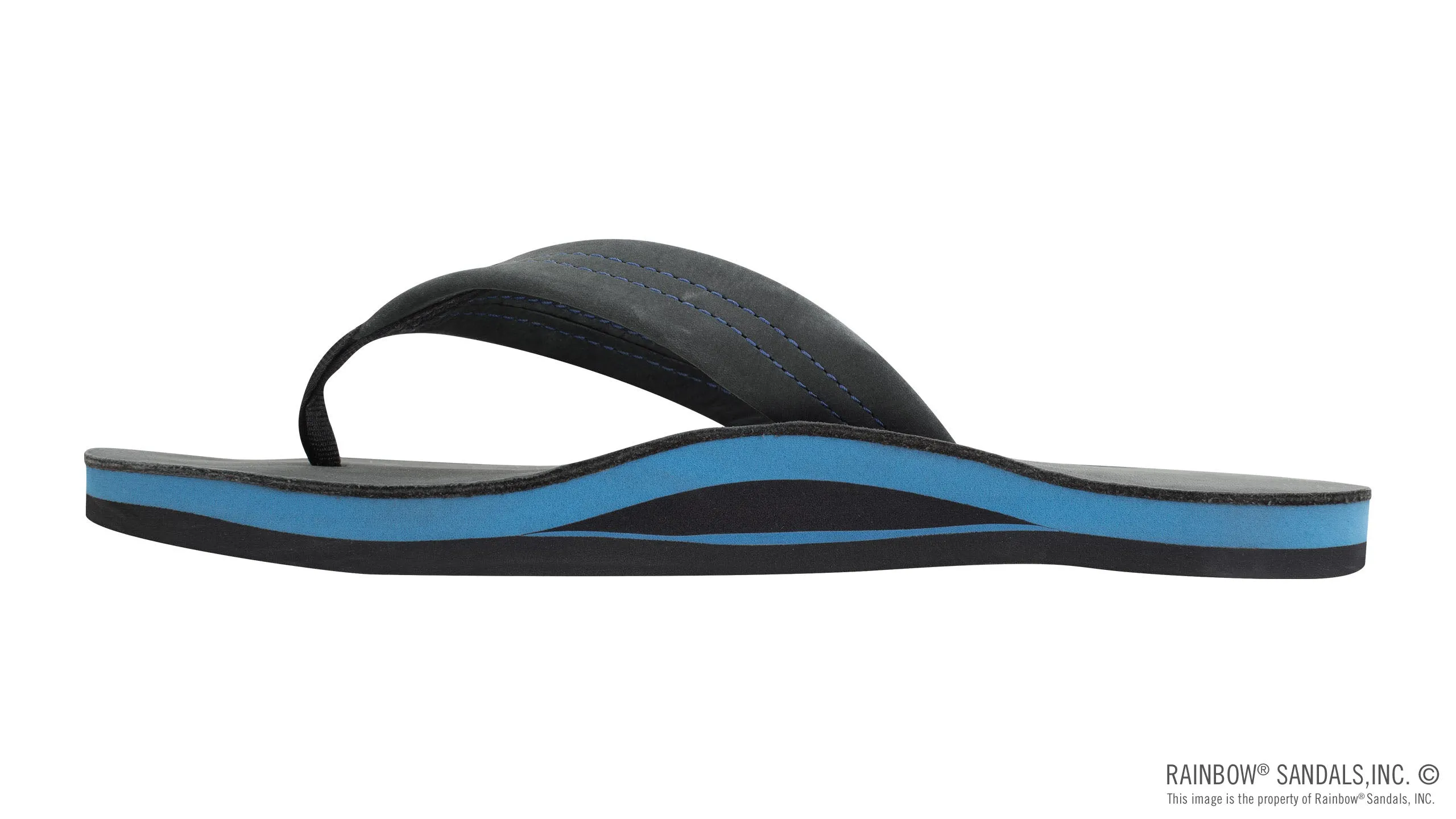 Rainbow Sandals Men's Premier Blues - Single Layer - 1" Strap - Black/Blue