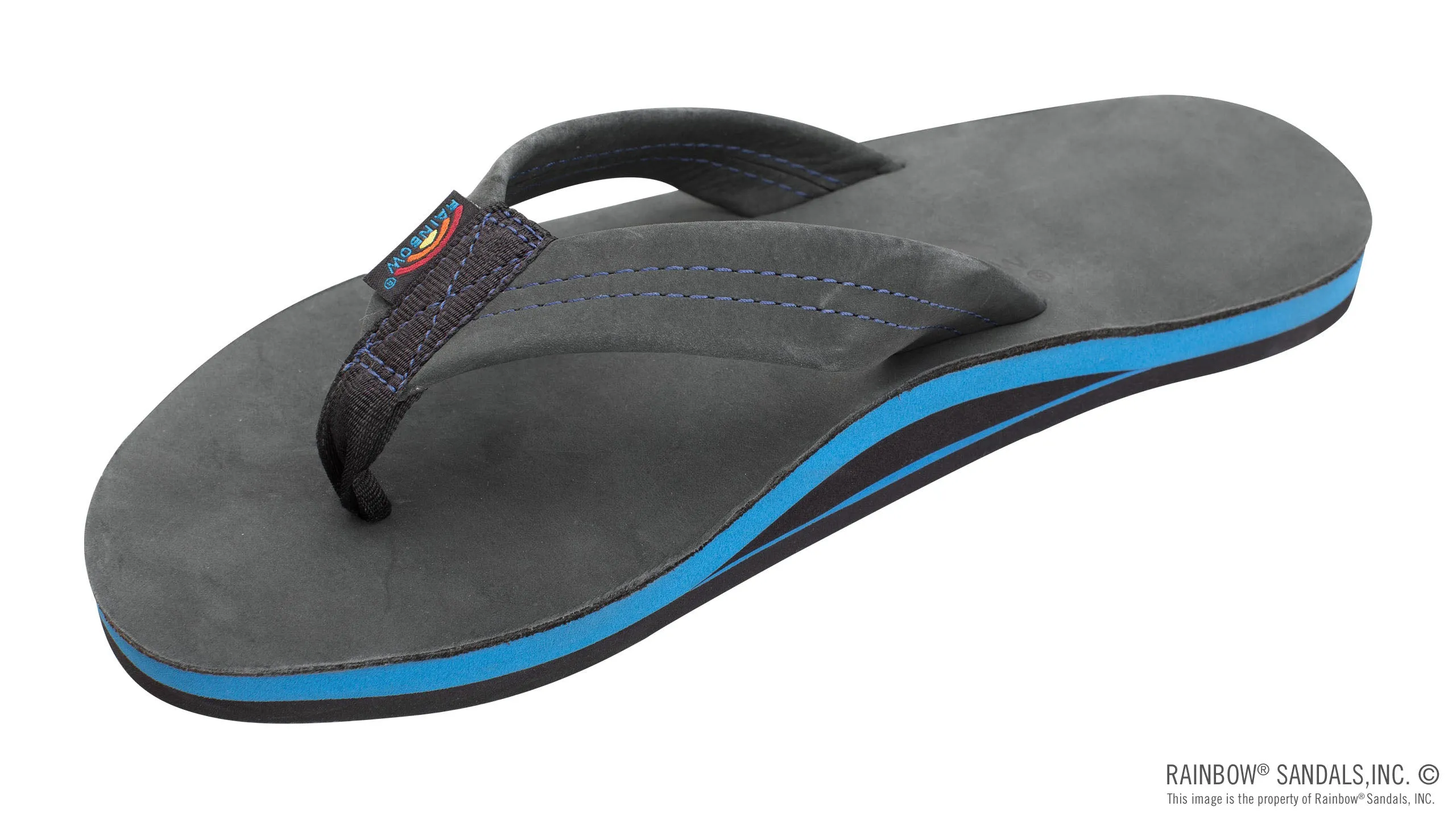 Rainbow Sandals Men's Premier Blues - Single Layer - 1" Strap - Black/Blue