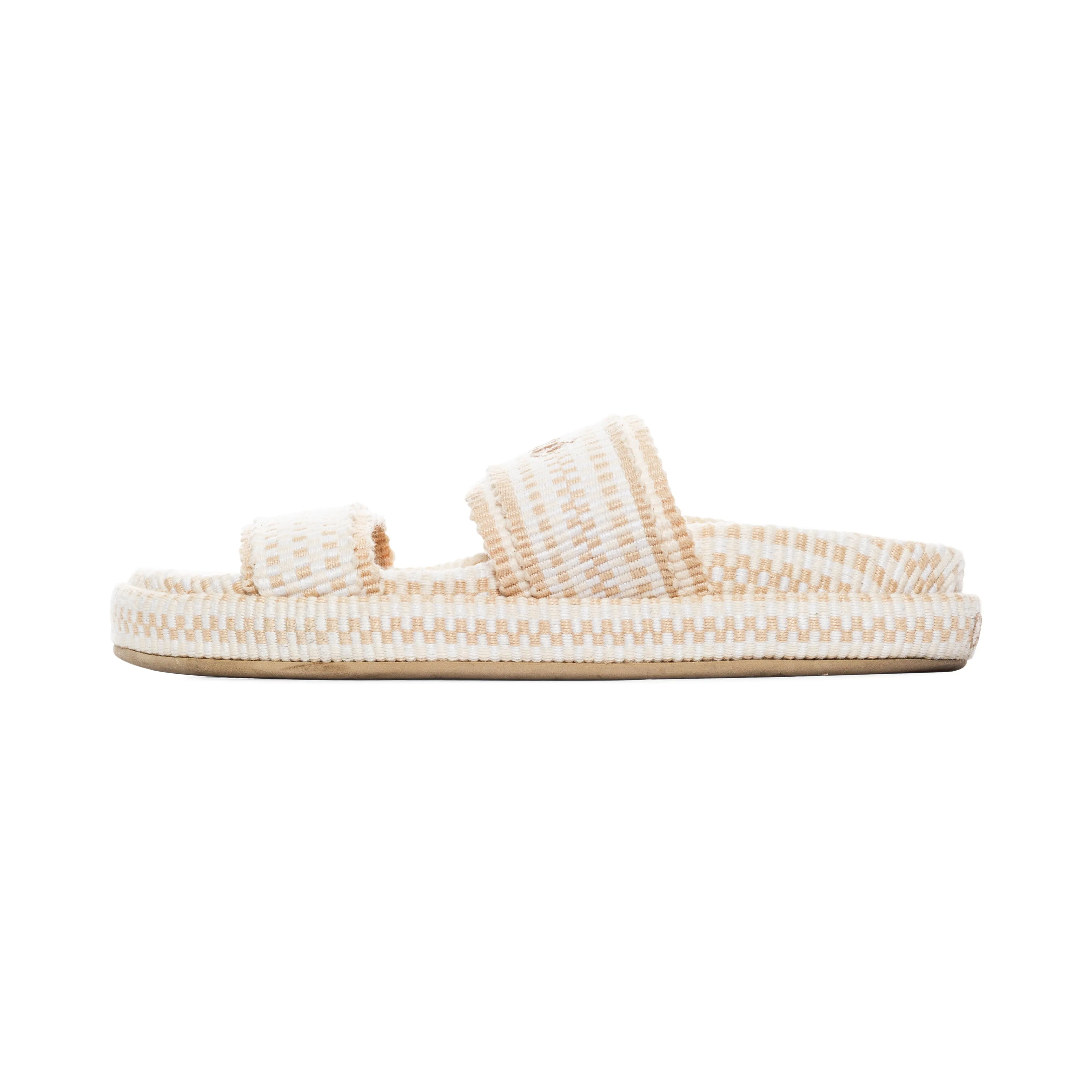 Rori Ivory and Beige Cotton Sandals 36