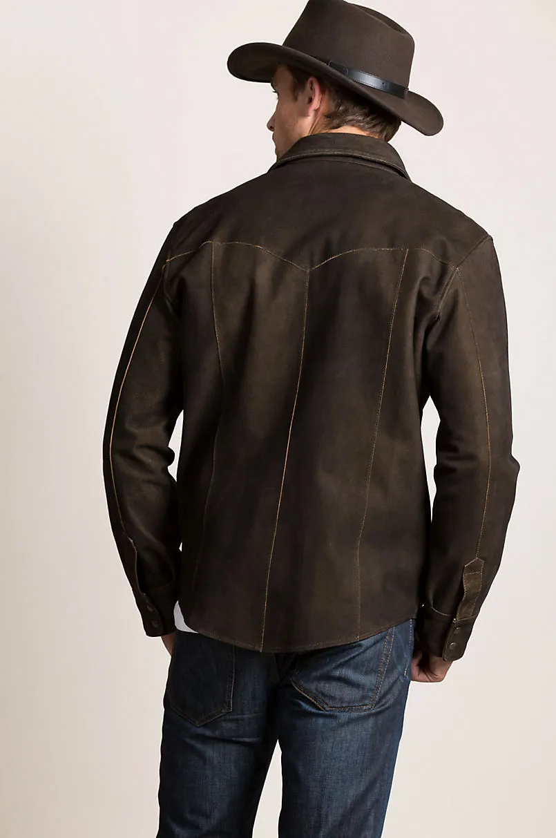 Shane Goatskin Suede Leather Western Shirt Jacket