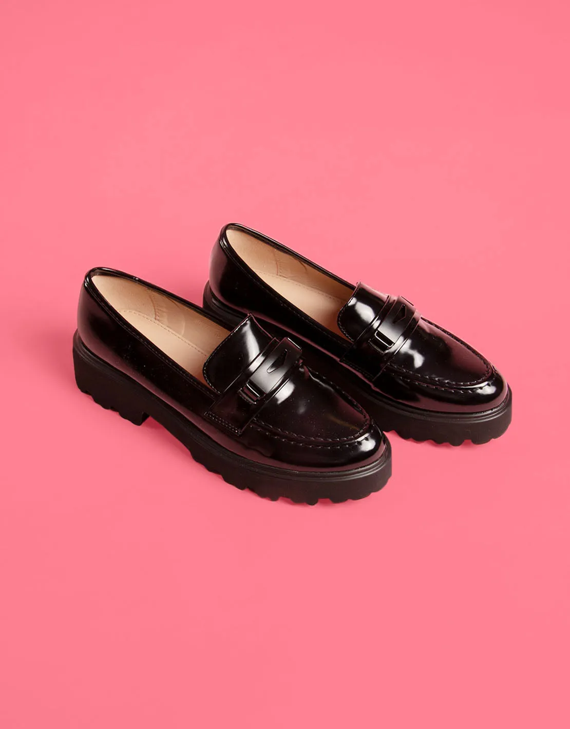 Shiny platform loafers