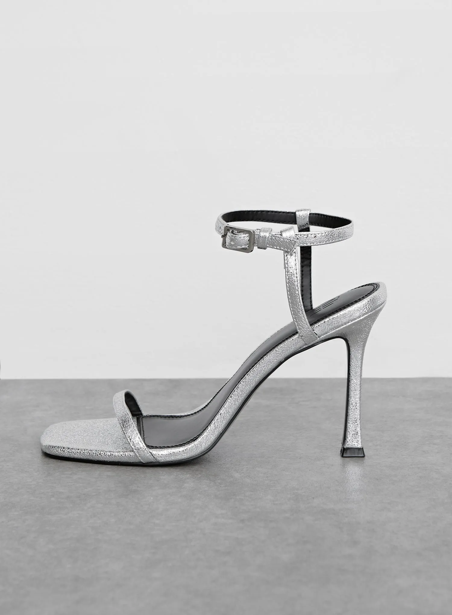 Silver Metallic Basic High Heeled Sandal - Jasmine