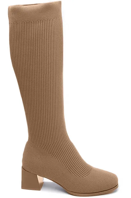 Tessa Taupe Knit Knee High Boots