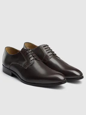 Textured Genuine Brown Leather Formal Derbys