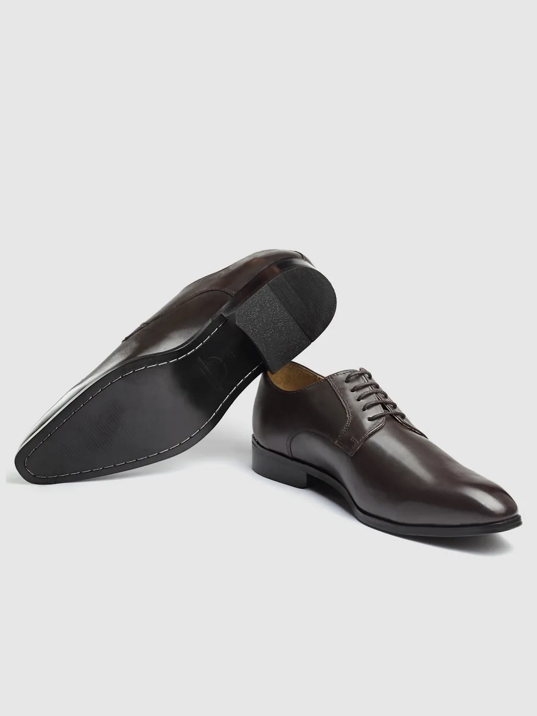 Textured Genuine Brown Leather Formal Derbys