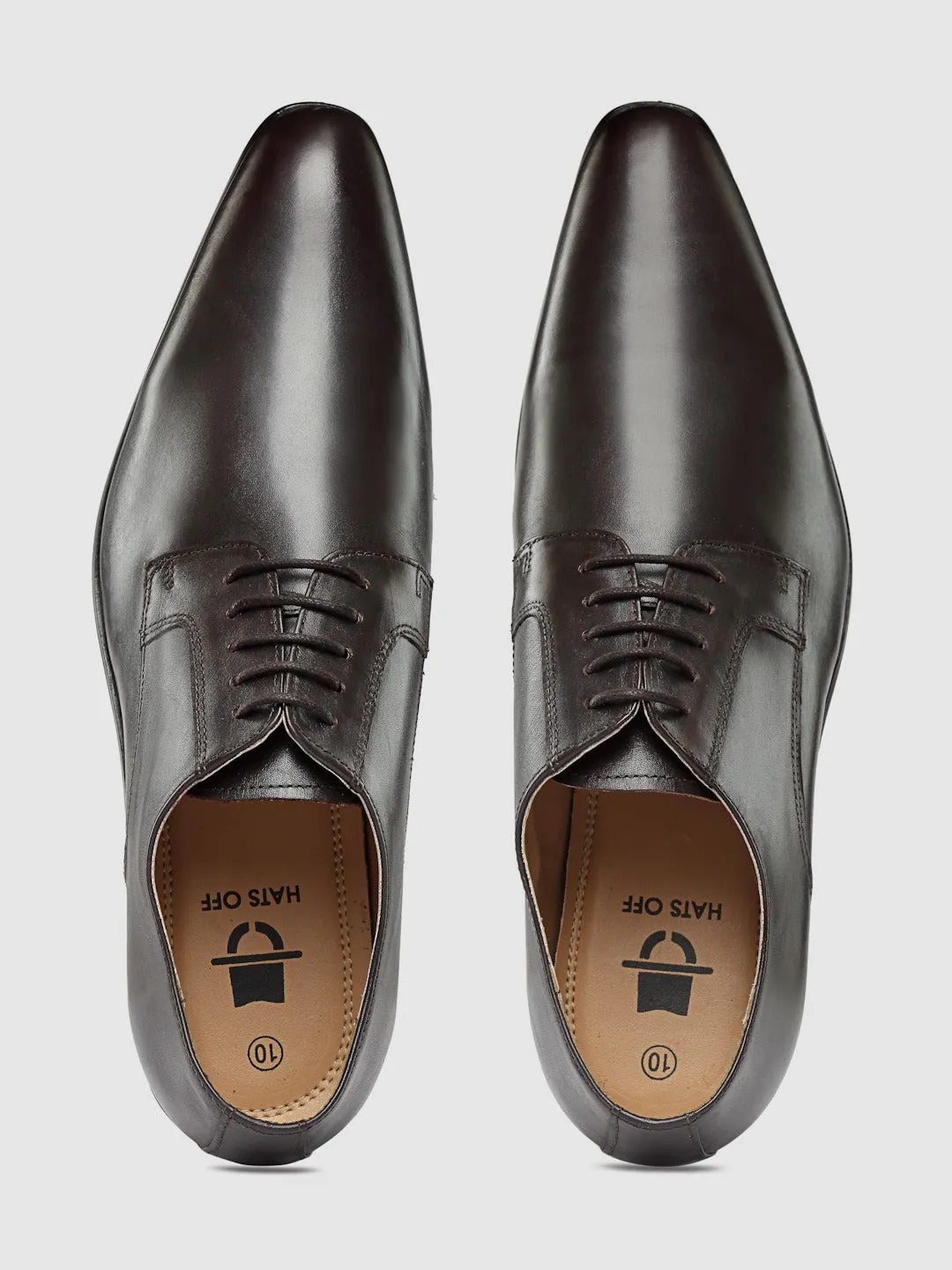 Textured Genuine Brown Leather Formal Derbys