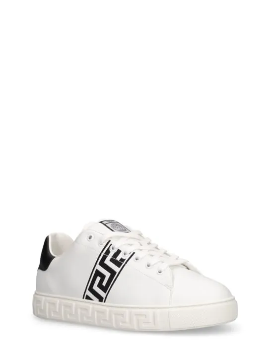 Versace   Faux leather logo sneakers 