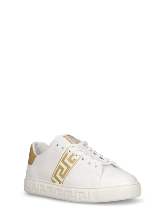 Versace   Faux leather logo sneakers 